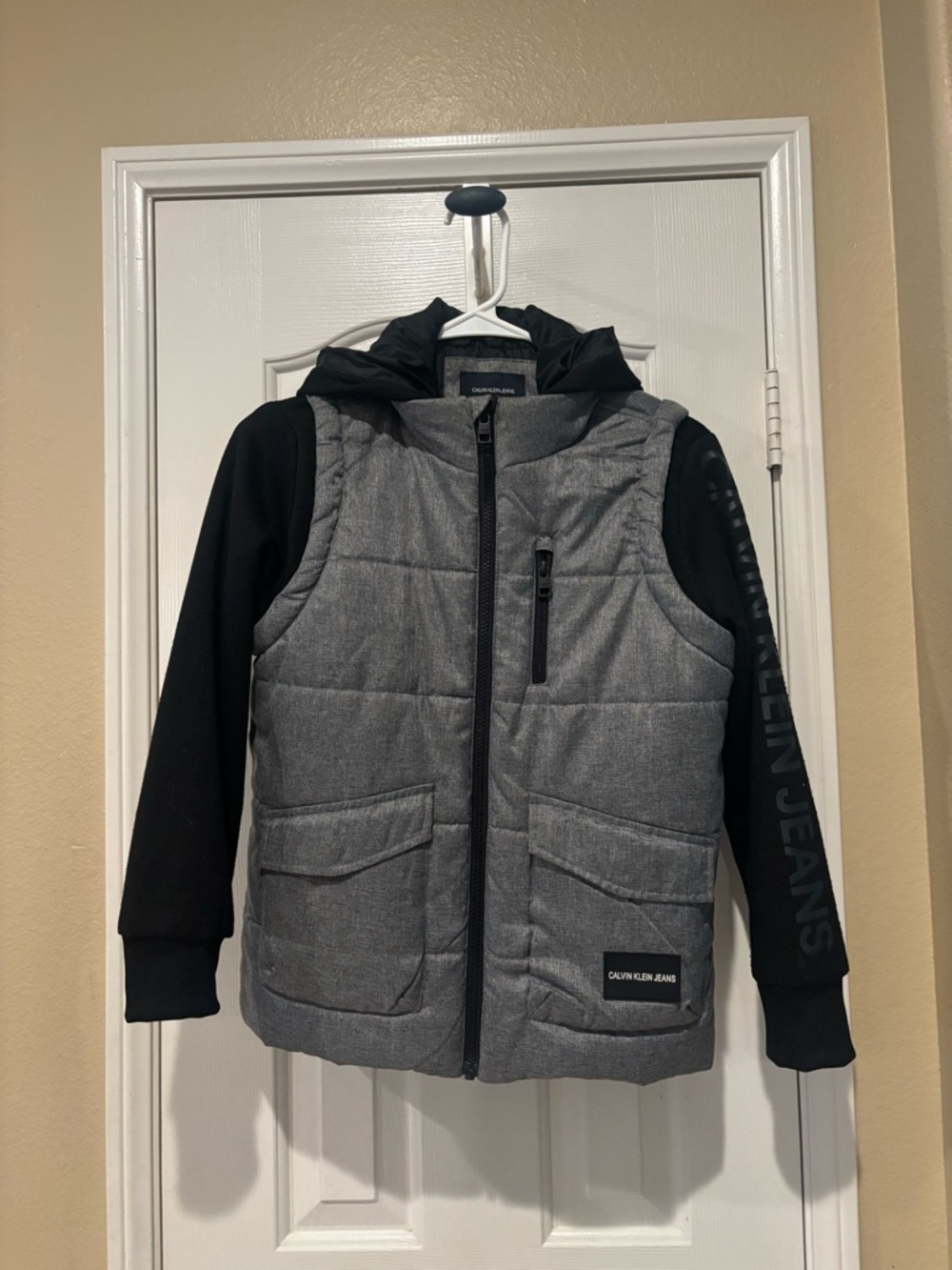 Calvin Klein Jeans Gray and Black Quilted Jacket